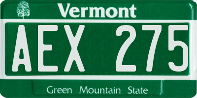 VT license plate AEX275