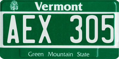 VT license plate AEX305