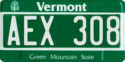 VT license plate AEX308