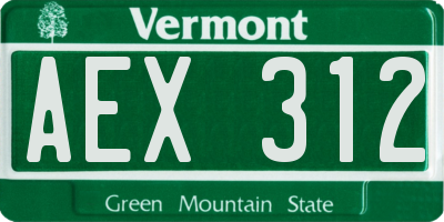 VT license plate AEX312