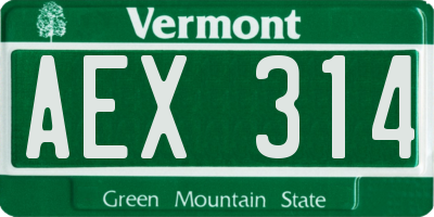 VT license plate AEX314