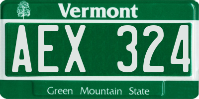 VT license plate AEX324