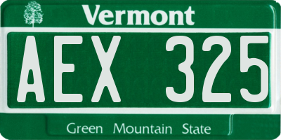 VT license plate AEX325