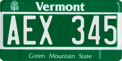 VT license plate AEX345