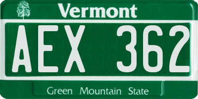 VT license plate AEX362
