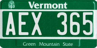 VT license plate AEX365