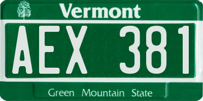 VT license plate AEX381