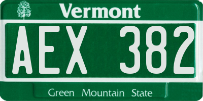 VT license plate AEX382