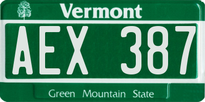VT license plate AEX387