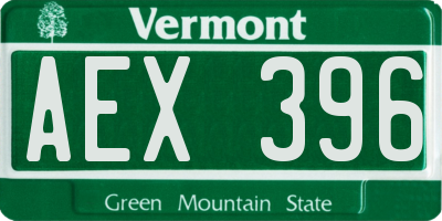 VT license plate AEX396