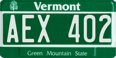VT license plate AEX402