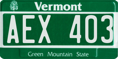 VT license plate AEX403