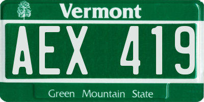 VT license plate AEX419