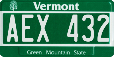 VT license plate AEX432