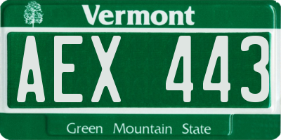 VT license plate AEX443