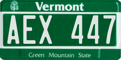 VT license plate AEX447