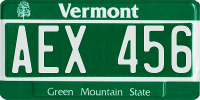 VT license plate AEX456