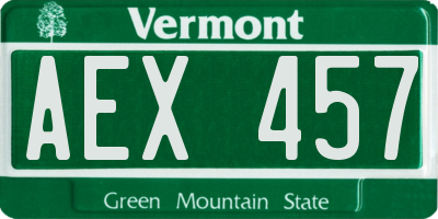 VT license plate AEX457