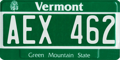 VT license plate AEX462