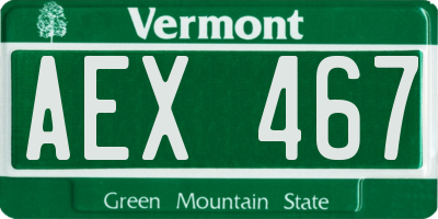 VT license plate AEX467