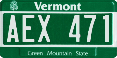 VT license plate AEX471