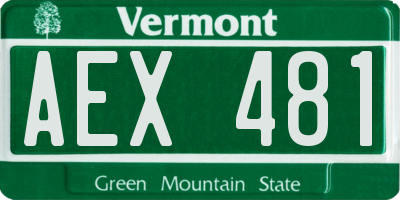 VT license plate AEX481