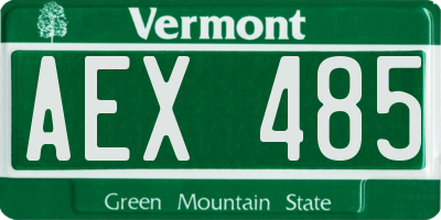 VT license plate AEX485
