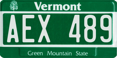 VT license plate AEX489
