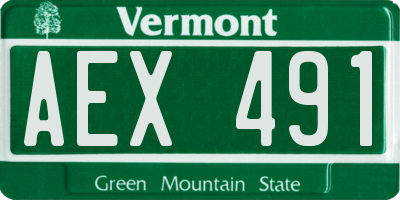 VT license plate AEX491