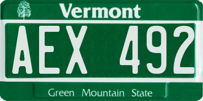 VT license plate AEX492