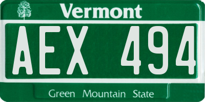 VT license plate AEX494