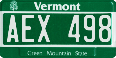 VT license plate AEX498