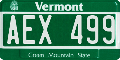 VT license plate AEX499