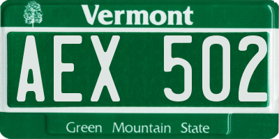 VT license plate AEX502