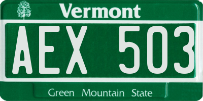 VT license plate AEX503