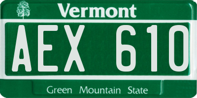 VT license plate AEX610