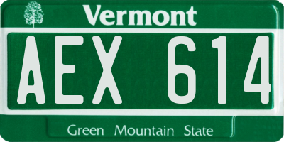 VT license plate AEX614