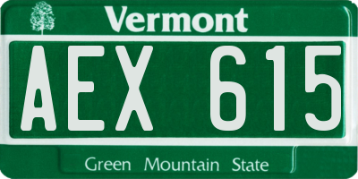 VT license plate AEX615