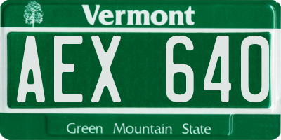 VT license plate AEX640