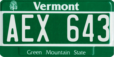VT license plate AEX643
