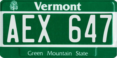 VT license plate AEX647
