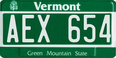 VT license plate AEX654