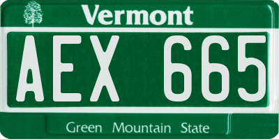VT license plate AEX665