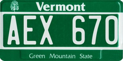 VT license plate AEX670