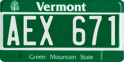 VT license plate AEX671
