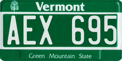 VT license plate AEX695