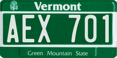 VT license plate AEX701