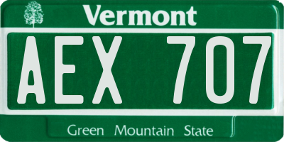 VT license plate AEX707