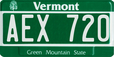 VT license plate AEX720