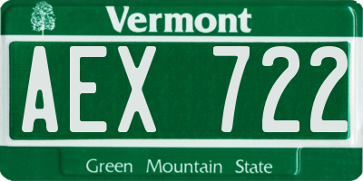VT license plate AEX722